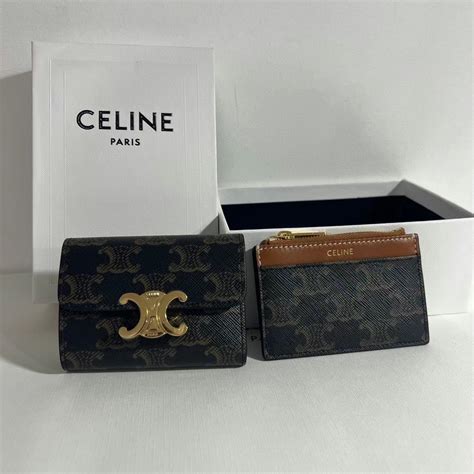 celine compact wallet with coin triomphe|Celine canvas triomphe.